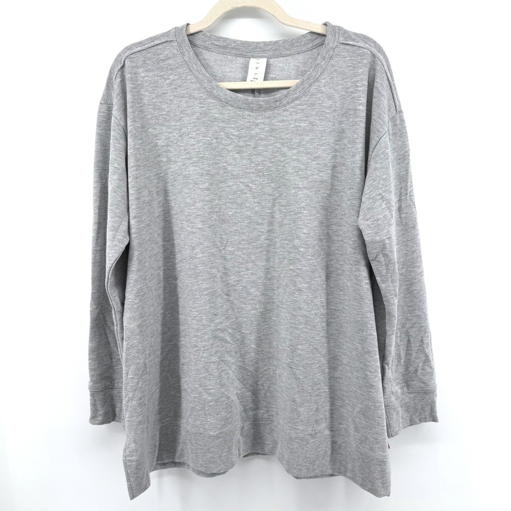 LIVI Active Sweatshirt Women 14/16 Gray Crew Neck Pullover Athleisure Sporty Top
